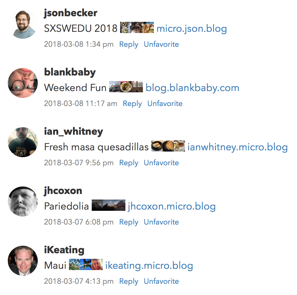 Micro.blog timeline screenshot